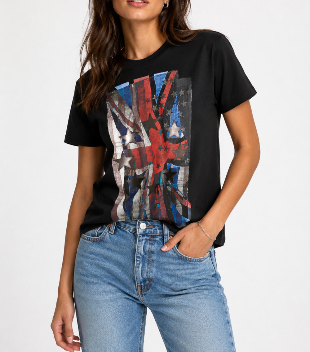 Givenchy Black Graphic Print Cotton T-Shirt Crew Neck Short Sleeve Tee XS